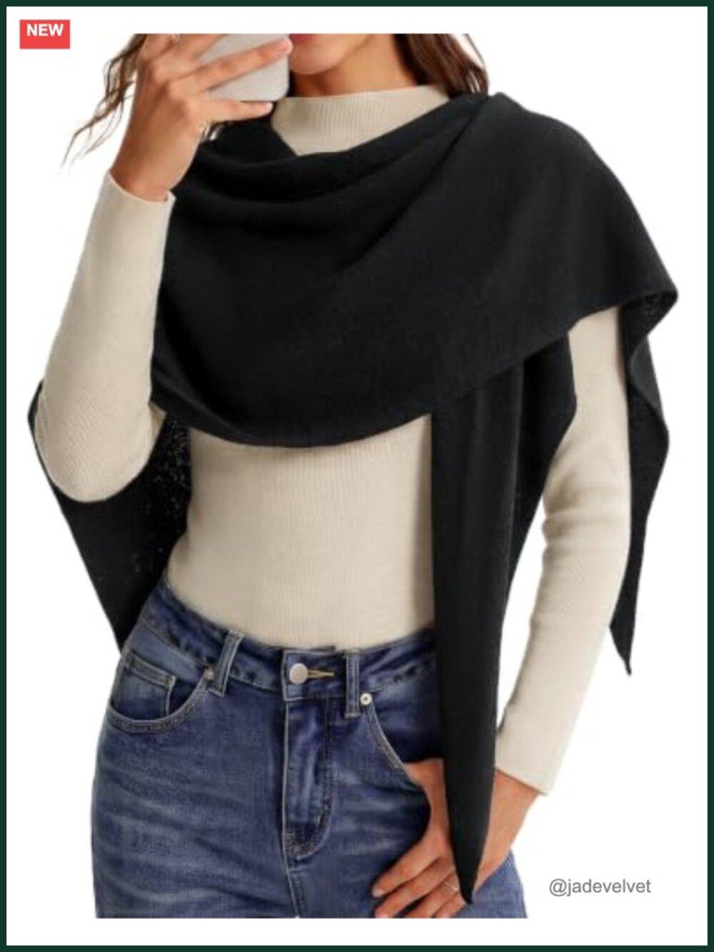 Women's Cashmere Wool Blend Pashmina Shawl Wrap Triangle Scarf